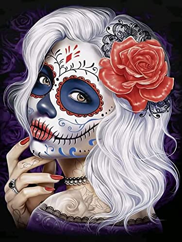 DIY Diamond Painting Kits for Adults,5D Full Round Drill Kits Sugar Skull Girl Picture Embroidery Rhinestone Painting Craft Art Craft for Home Wall Decor.