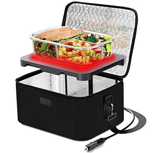 Car Food Warmer Portable Oven - 12V 24V 2-in-1 Personal Mini Microwave Heated Lunch Boxes, Food Heater Warming Tote for Car/Truck/Travel/Road Trip/Picnic/Camping/Outdoor by Aotto