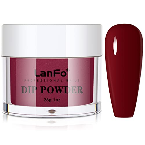 LanFo Dip Powder Red, 1oz/28g Burgundy Red Nail Dipping Powder Colors, Dark Red Nail Dip Powder, No Nail Lamp Needed, Long-Lasting, French Nail Art Starter Manicure Salon at Home