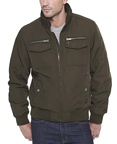 Tommy Hilfiger Men's Water and Wind Resistant Performance Bomber Jacket (Standard and Big & Tall), Army Green Unfilled, Large