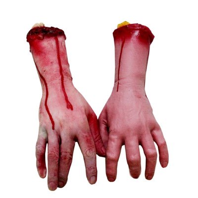 Fake Human Arm Hands Bloody Dead Body Parts Haunted House Halloween Decorations, 2-Pieces (Left and Right)