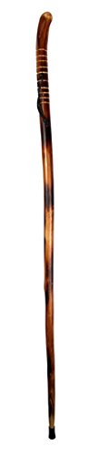 SE Natural Wood Walking Stick with Root Head, Carved Hand Grip, Steel Spike and Metal-Reinforced Tip Cover, 55