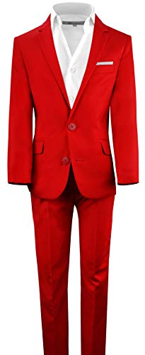 Black n Bianco Boys' First Class Slim Fit Suits Lightweight Style. Presented by Baby Muffin (14, Fiery Red)