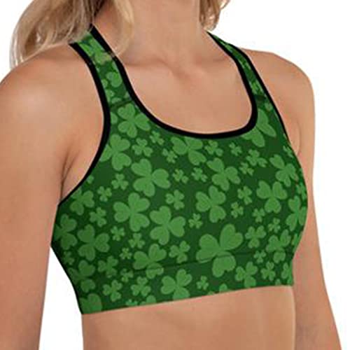 Women's Tank Crop Tops St. Patrick's Day Shirt Irish Shamrock Green Clover Crop Vest Fitness Sports Bra Yoga Bras