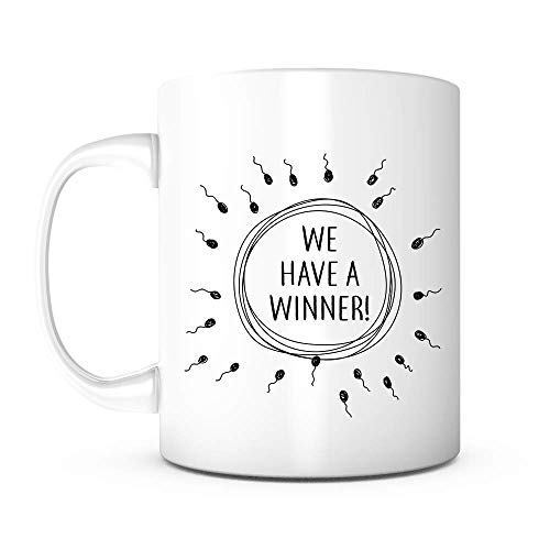 We Have A Winner-11 Ounce Ceramic White Mug, Baby Shower, Baby Announcement, Funny Mug, Congratulations Husband, Expecting Mom, Coming Soon, Fatherhood, I'm Pregnant, Pregnancy Reveal, New Daddy