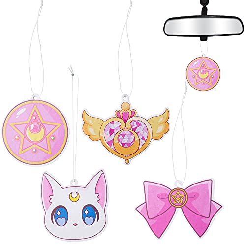 Car Air Freshener Anime Moon cat Artemis Incense Chips, Car Rearview Mirror Pendant, 4 Styles and Scents Of Anime Moon cat Artemis Hanging Scented Ornament Vent Decoration Cute Aromatic Accessories for Car Home Party Supplies Christams Gift