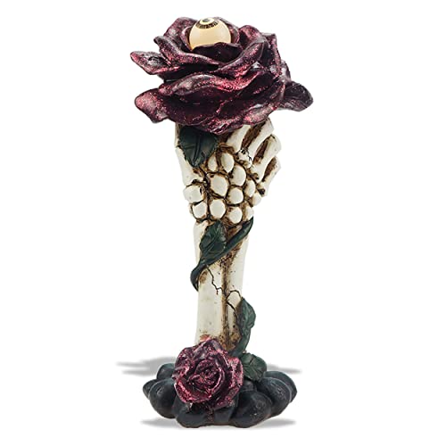 Skeleton Hand Holding Rose Halloween Rose with Eyeball LED Gothic Eternal Rose Day Dead Skull Romantic Gothic Valentine's Gift for Her 8.5â in Height