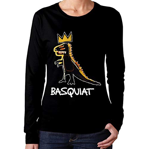 Jean Michel Basquiat Womens Long Sleeve T-Shirt Fashion Classic O Neck Top Long Sleeve Cotton Tee L Black