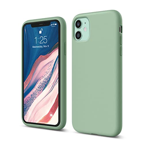 elago Compatible with iPhone 11 Case, Liquid Silicone Case, Slim Cover, Full Body Protection (Screen & Camera Protective Case), Shockproof, Anti-Scratch Soft Microfiber Lining 6.1 inch (Pastel Green)