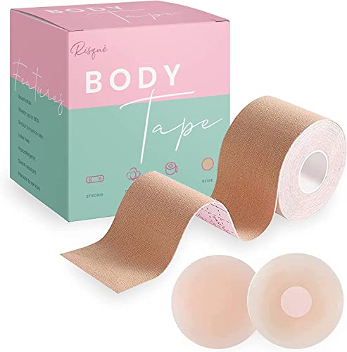 Boob Tape Boobytape for Breast Lift | Achieve Chest Brace Lift & Contour of Breasts | Sticky Body Tape for Push up & Shape in All Clothing Fabric Dress Types | Waterproof Sweat-Proof Bob Tape