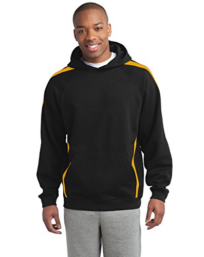 SPORT-TEK Men's Sleeve Stripe Pullover Hooded Sweatshirt XL Black/Gold