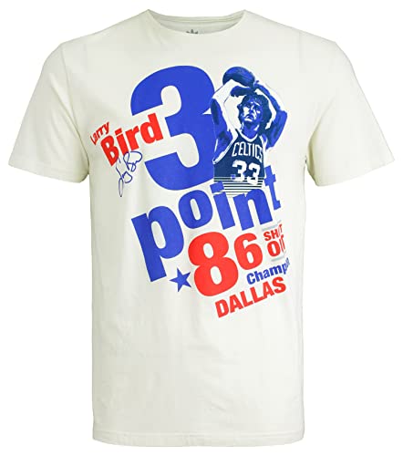 adidas Boston Celtics Larry Bird #33 NBA Men's Vintage Three Point Champion Slim Fit Tee, Cream Medium