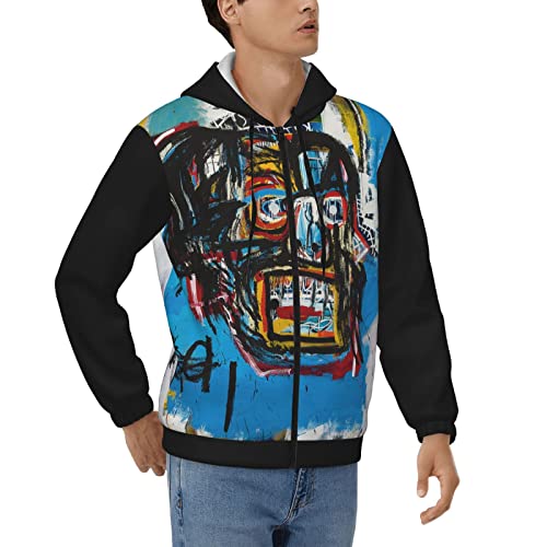 Jean- Graffiti Michel Artist Basquiat Men'S Hoodie Hooded Zip Up Sweatshirts Sweater Unisex Black