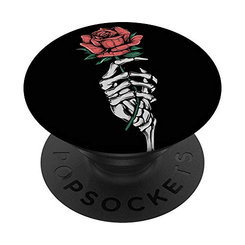 Skeleton Hand Holding Rose, Tattoo Black PopSockets Swappable PopGrip