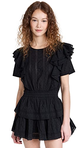 LOVESHACKFANCY Women's Natasha Dress, Black, S