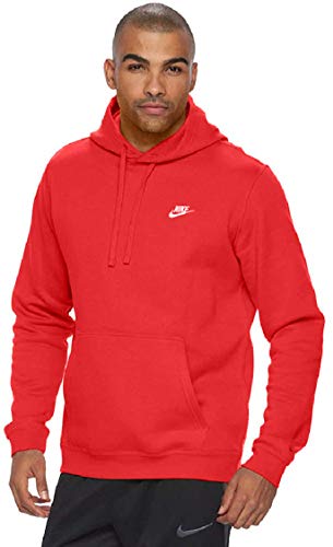 Nike Men's Sportswear Club Pullover Hoodie, University Red/University Red/White, Large