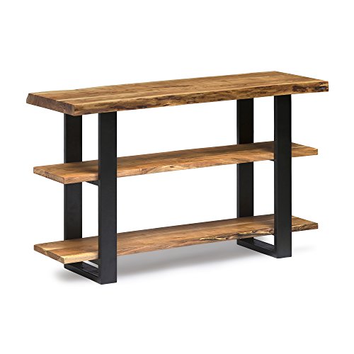 Alaterre Furniture Alpine Natural Wood Media Console Table Live Edge, Brown/Black