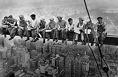 Buyartforless Men ATOP a Skyscraper Steel Beam Lunchtime ATOP NYC by John C Ebbets 36x24 Photographic Art Print Poster Historical Black and White