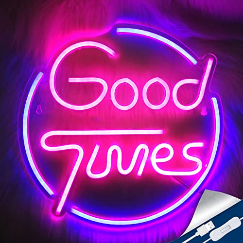 Neon Signs Good Times LED Acrylic Sign Blue Pink Neon Light LED Wall Signs USB Operated Party Lights Bar Sign Décor Game Room Setup for Teen Boys Bedroom Man Cave Sign (B. GT) (Good Times)