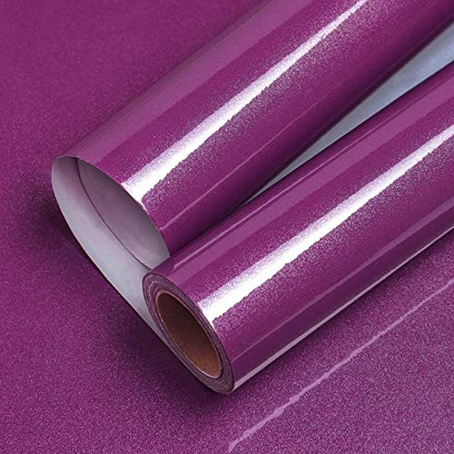 Shiny Purple Peel and Stick Wallpaper Self Adhesive Vinyl Decorative Roll Wallpaper for Kitchen Cabinets Countertops Furniture (15.8