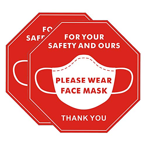 Uflashmi Please Wear Mask Sign Sticker Wear a Mask Sign Decal for Businesses House Windows Glass, Red and White