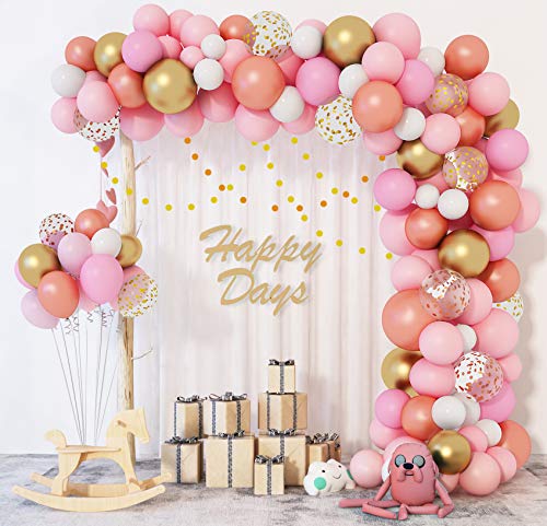 129 Pcs Rose Gold Pink Balloons Garland Arch Kit 12