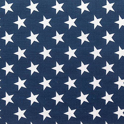 The Fabric Exchange Stars Print Poly Cotton 60 Inch Fabric by The Yard (Navy Blue)