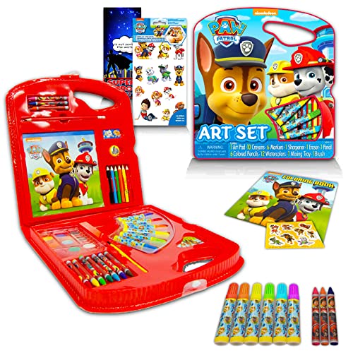 Nick Shop Paw Patrol Art Set for Boys and Girls - 40 Piece Bundle with Pad, Coloring Utensils, Brushes, Stickers, More (Arts Crafts Supplies Kids)