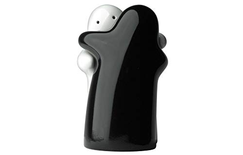 Salt and Pepper Shakers Cute Decorative Novelty. Hugging Shakers Couple Set. Black & White, Modern and Vintage Hug Design - Easy to Refill & Dispense (Seasoning & Spice) - Perfect for Gift, Halloween