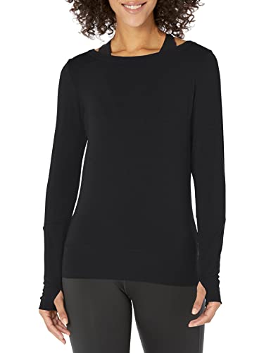 prAna Women's Standard Foundation Peek A Boo Top, Black, Medium