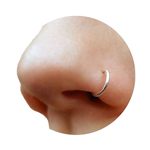 20g Sterling Silver Faux Nose Ring - Handmade Clip-On Fake Hoop - No Piercing Needed