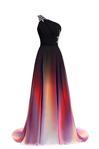 ANGELA One Shoulder Ombre Long Evening Prom Dresses Chiffon Wedding Party Gowns 8