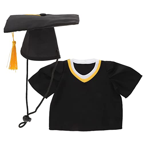 TOYANDONA 2PCS Cat Graduation Cap and Gown Outfit Teddy Bear Clothes Pet Graduation Caps Small Animal Graduation Hats with Tassel for Dogs Cats Costume Accessories