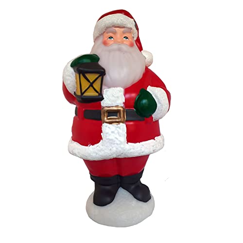 Blow Mold Lighted Santa Claus Christmas Decoration - Table Top Decor 11 in. - Vintage Style - Lights Up