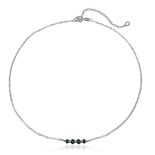 Sterling Silver London Blue Topaz Handmade Adjustable Dainty Choker Necklace 14