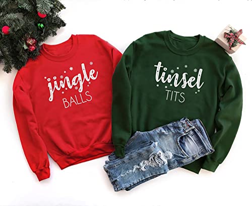 Couples Christmas Shirts, Jingle Balls And Tinsel Tits Sweater, Holiday Party Shirts, Jingle Balls Shirt, Tinsel Tits Shirt, Matching Family Christmas Shirt, Matching Christmas Sweaters For Couples