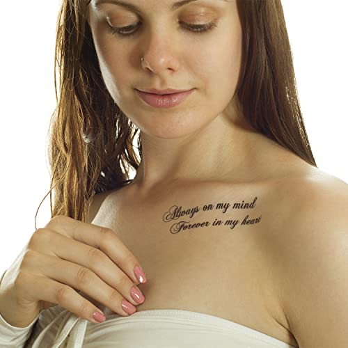 10 x Always on my mind Forever in my heart - Black Temporary Skin Tattoo lettering (10)