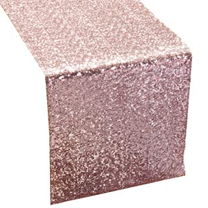 Sequin Table Runners ROSE GOLD- 12 X 108 Inch Glitter ROSE GOLD Table Runner-ROSE GOLD Party Supplies Fabric Decorations For Holiday Christmas Gift Wedding Birthday