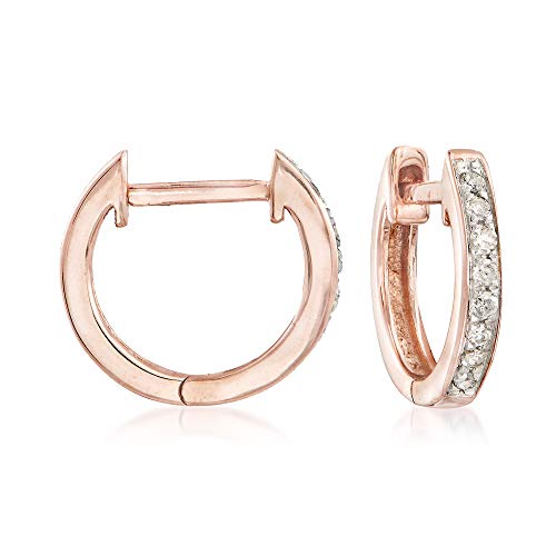 Ross-Simons 0.10 ct. t.w. Diamond Huggie Hoop Earrings in 14kt Rose Gold