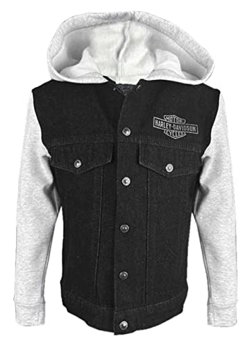 Harley-Davidson Big Boys' Vintage B&S Denim Fleece Jacket - Black/Gray (8/10)