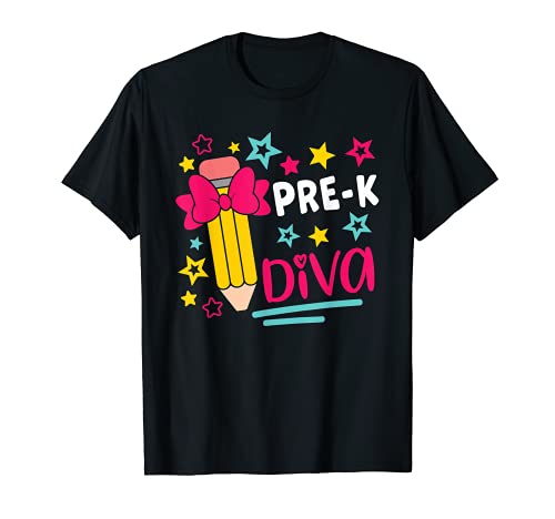 Pre-k Diva Girls Head Bow Star Student & Teacher Preschool T-Shirt