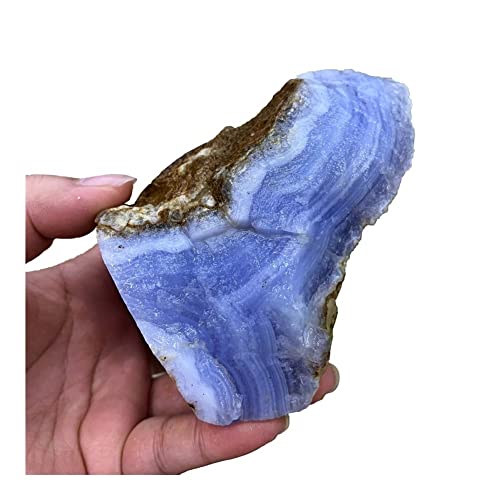 OURECO Meditation Gift Natural raw Material Blue lace Agate Mineral Crystal Blue Rough Quartz Healing (Color : Blue, Size : 200-250g)