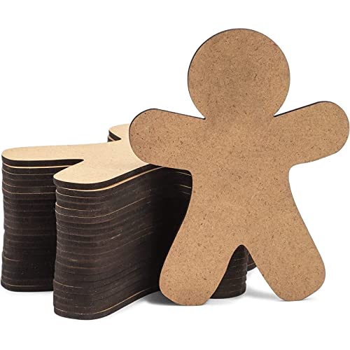 24 Pack Wooden Gingerbread Men for Crafts, DIY Christmas Ornaments (3.5 x 4.5 In)