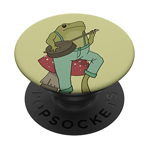 Cottagecore Frog - Cute Frog Playing Banjo on Mushroom PopSockets PopGrip: Swappable Grip for Phones & Tablets