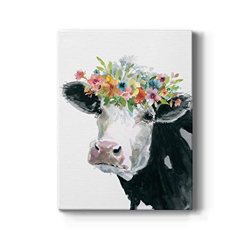 Renditions Gallery Cow Flower Crown Carol Robinson Gallery Wrapped Canvas Wall Art, 16x20