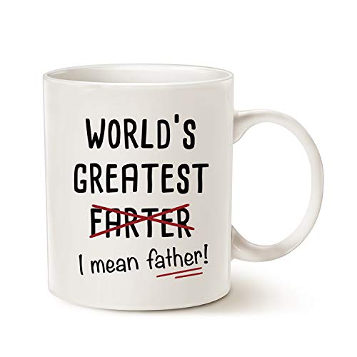 MAUAG Funny Best Dad Coffee Mug, World's Greatest F, I Mean Father, Best Cute Birthday Gifts for Dad Cup White, 11 Oz