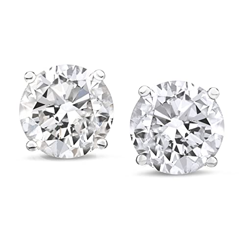 Amazon Collection Certified 14k White Gold Diamond with Screw Back and Post Stud Earrings (J-K Color, I1-I2 Clarity)