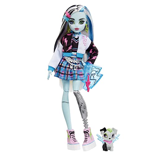 Monster High Doll, Frankie Stein with Accessories and Pet, Posable Fashion Doll with Blue and Black Streaked Hairâââ