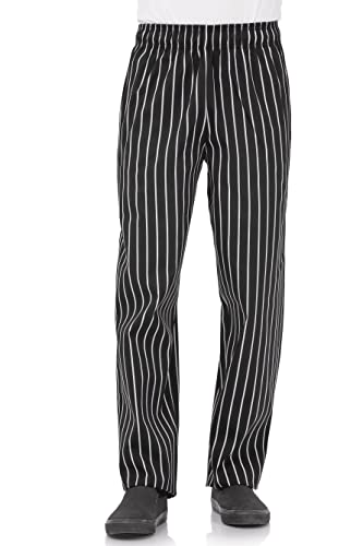 Chef Works Men's Designer Baggy Chef Pants, Black W/Chalk Stripe, X-Large