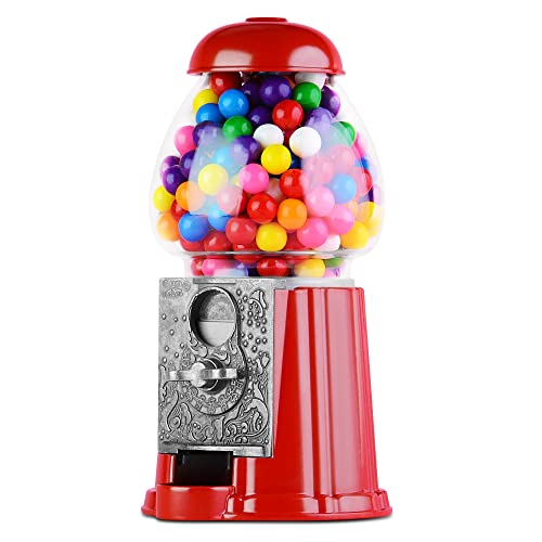 Gumball Machine - 9 Inch Gumball Vending Machine for Kids - Small Gumball Bank - Metal Candy Dispenser - Home Vending Machine - Vintage Gum Ball Machine - Jelly Bean Dispenser Machine - Christmas M&M Dispenser